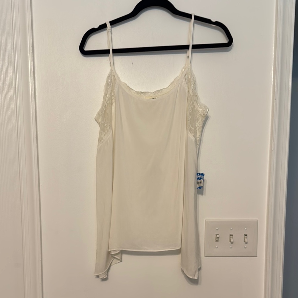 Free People Intimately Lace Trim Open Crossover Back Cami Tank